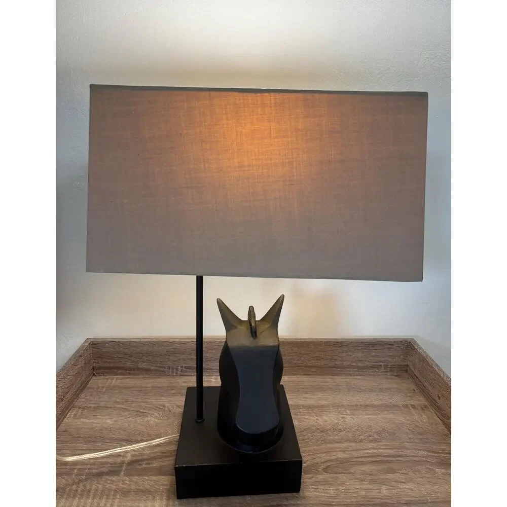 West Elm Black Horse Head Table Accent Lamp MCM Style 16